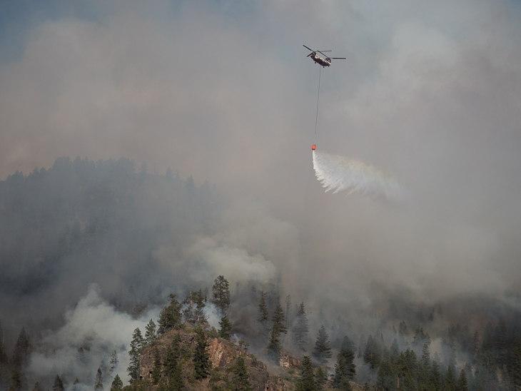 Helicopter Bucket Drop, Goat Creek Fire photo