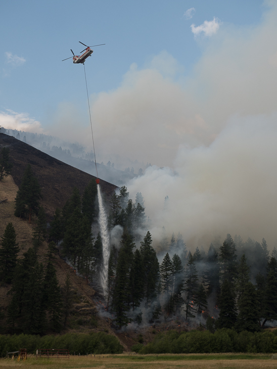Helibucket Drop on Lower Babcock, Goat Creek Fire photo